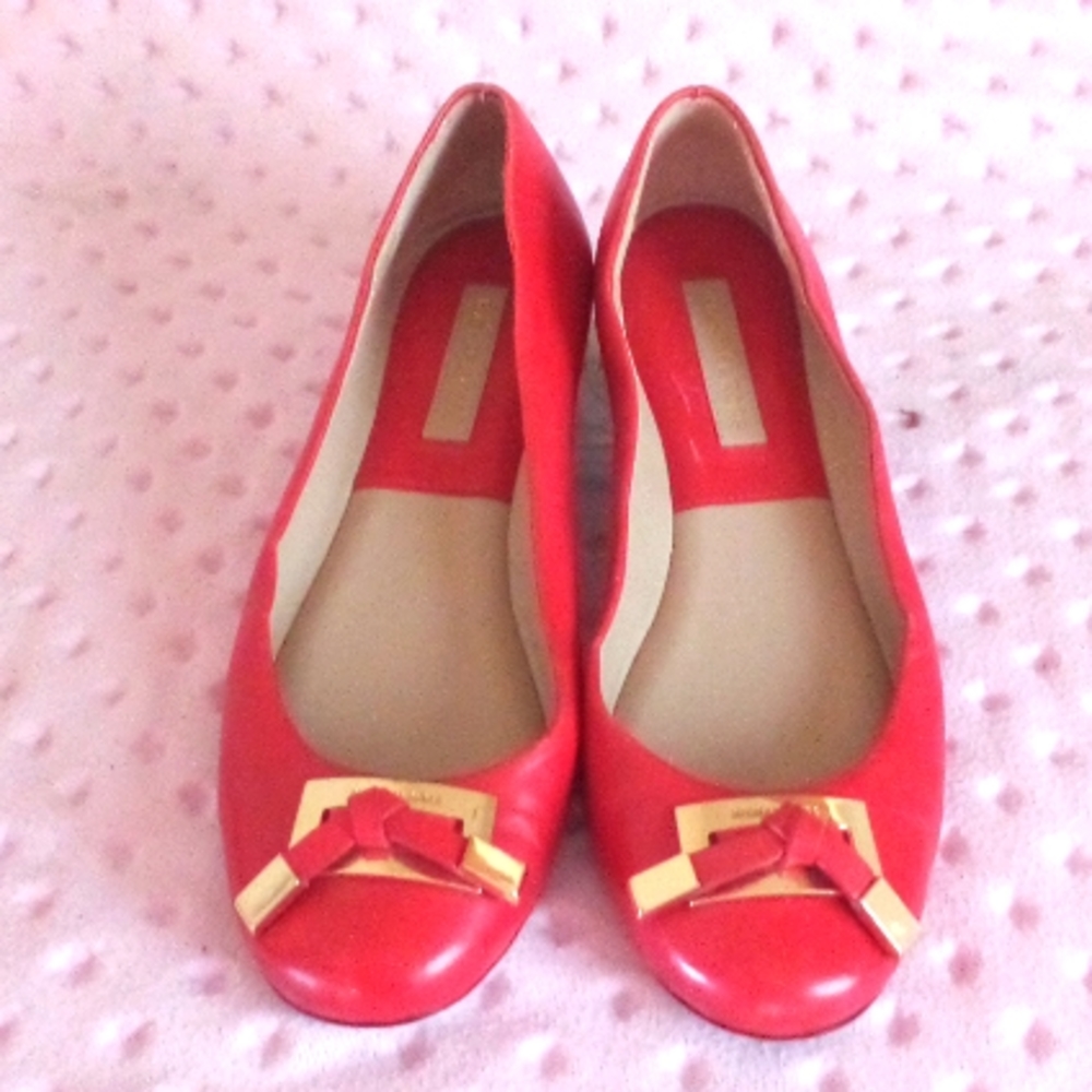 Michael Kors Red leather flats, matching belt included....OBO
